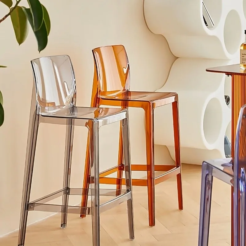 Nordischer moderner Luxus-Barhocker aus transparentem Acryl – kreativer Café- und Heimgebrauchs-Barhocker, trendige Barhocker mit hohem Sitzdesign