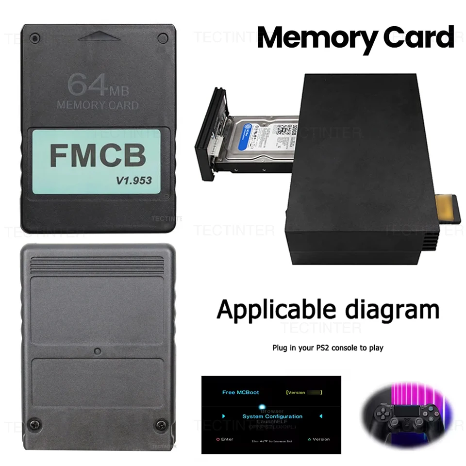 FMCB Kostenlose McBoot-Karte für Sony PS2 für Playstation 2 Slim 64 MB Speicherkarte V1.953 OPL MC Boot für PS2-Zubehör