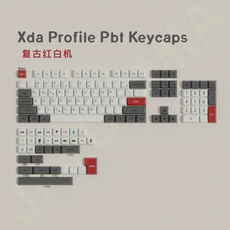 XDA PBT Tastenkappen DE FR ES KR EN RU Abnt2 Thai Keycap Dye Sub Retro FC für ISO-Layout Mx Switch mechanische Tastatur Gaming Custom Image
