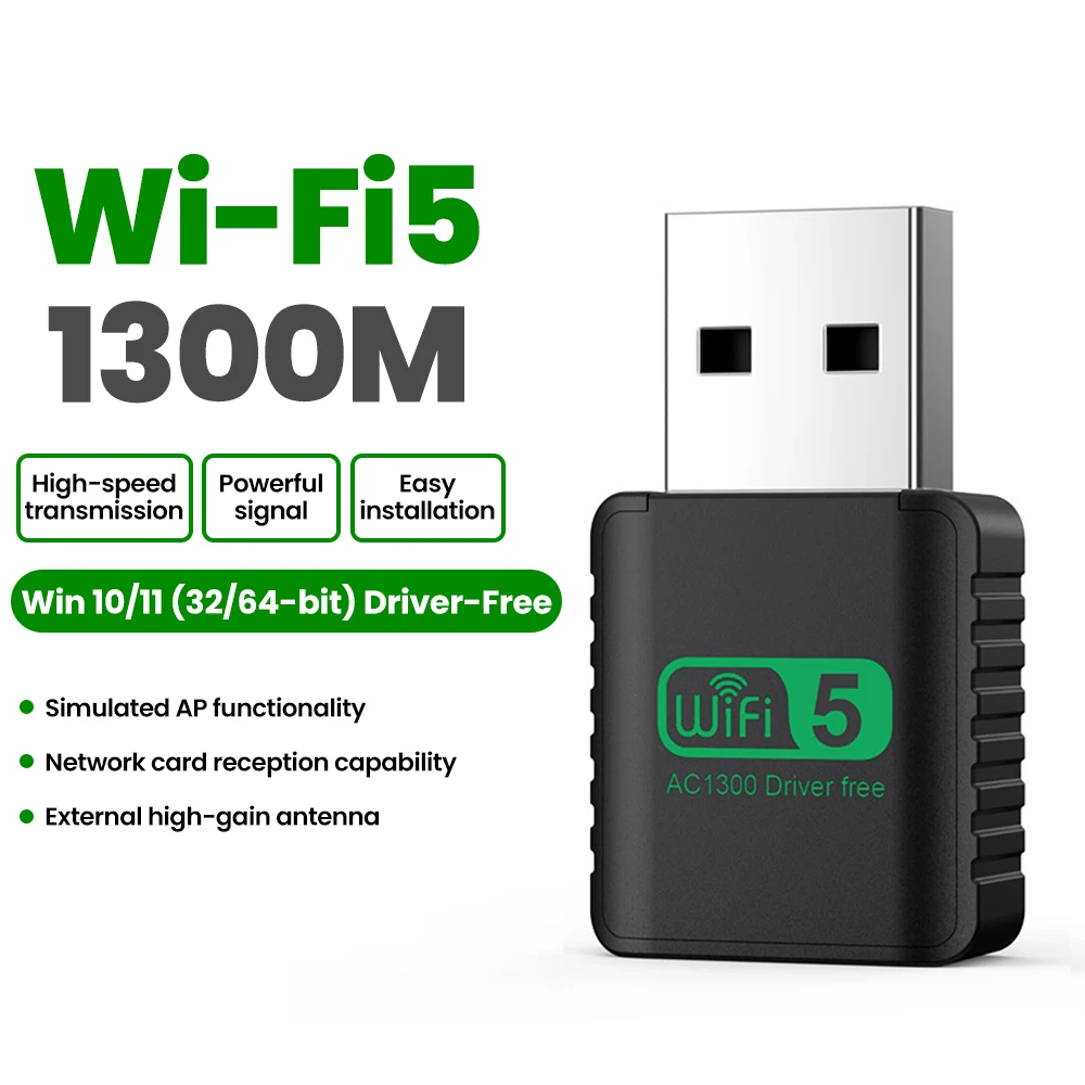Wireless 1300Mbps WiFi USB Adapter USB 3,0 2,4G & 5GHz Dual Band WiFi Dongle Für Laptop Desktop PC wifi Empfänger Windows XP/7/8/8,1 Image
