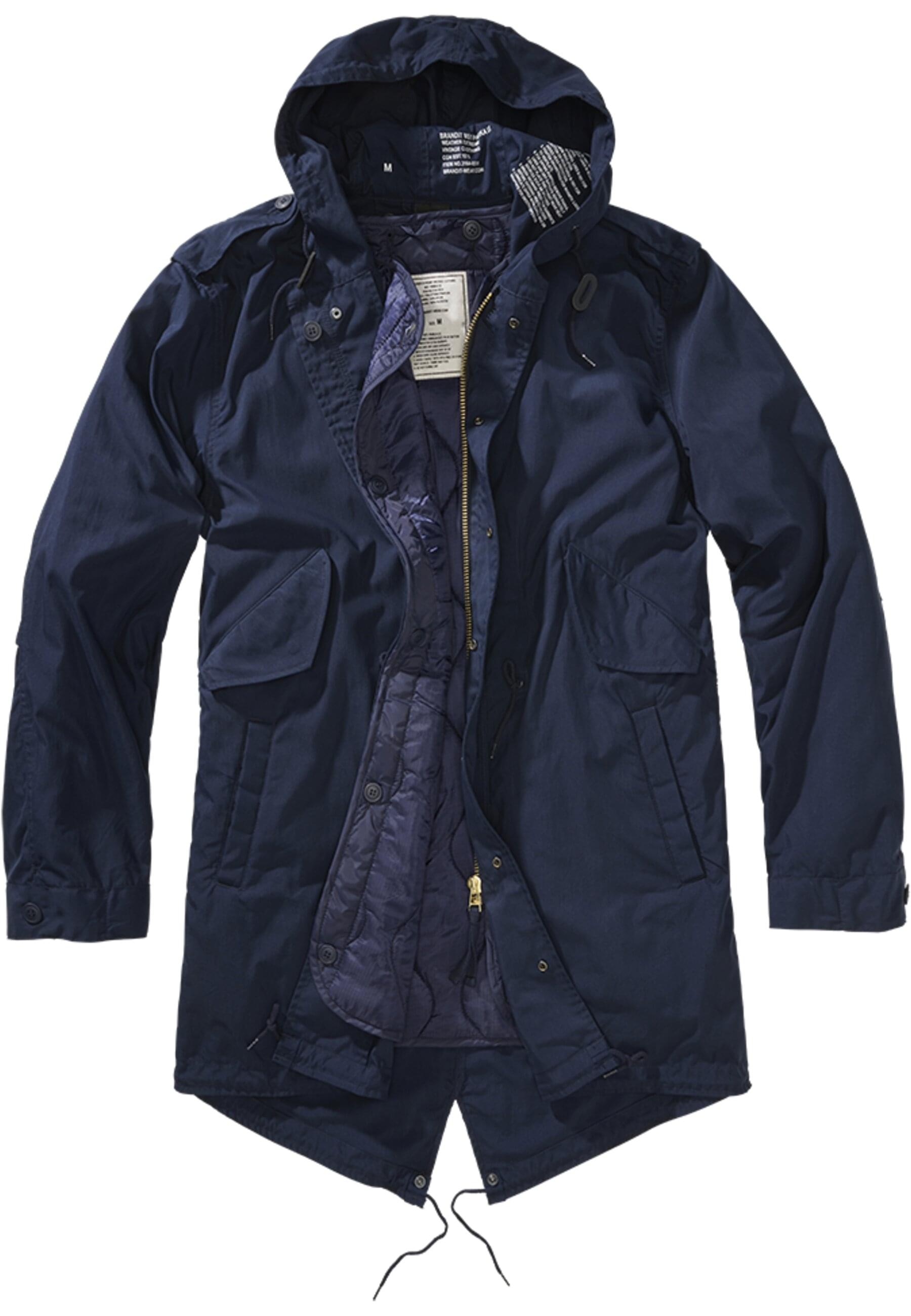 Wintermantel BRANDIT "Brandit Herren M51 US Parka", Herren, Gr. L, navy, 73% Baumwolle, 27% Polyamid, Mäntel Wintermantel