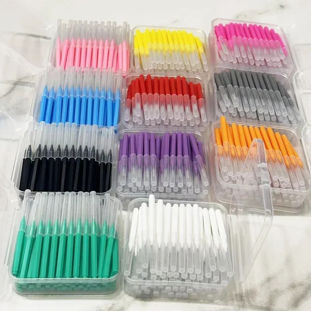 60 Pack Interdental Brushes Tooth Push Pull Oral Hygiene Tool For Food And Plaque Removal orange 0.9 Mm 60 Pcs