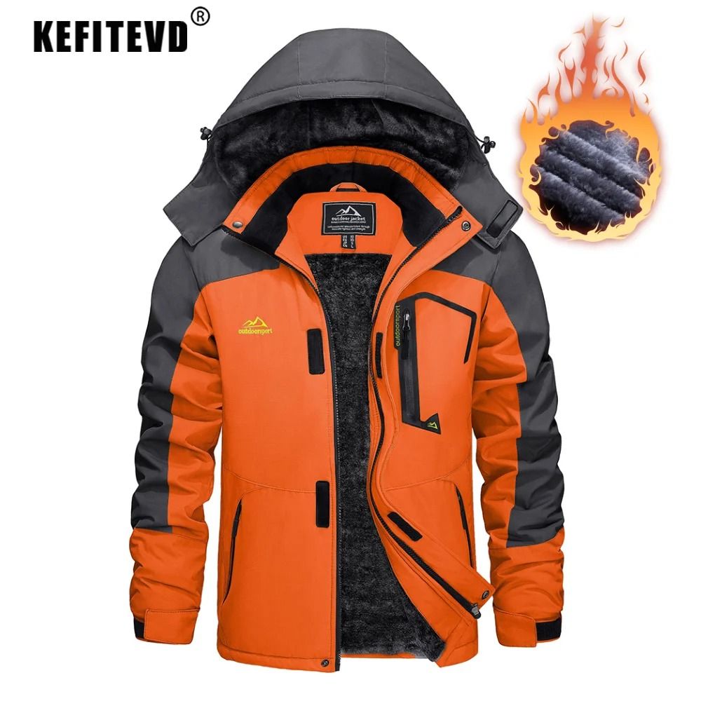 Mens Winter Ski Jacket Waterproof Warm Fleece Snow Coat Windproof Outdoor Parka 2xl white