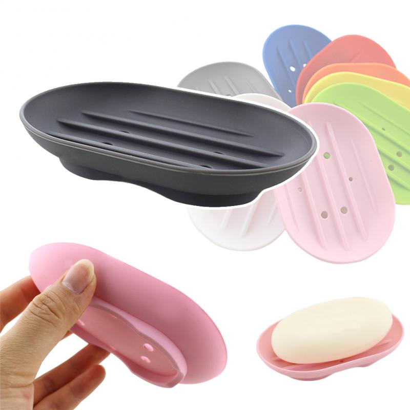 Silicone Flexible Soap Holder Travel, Portable Soap Dish Plate, Bathroom Soap Dish Holder Dish New Fashion Candy Color a Black 1pc