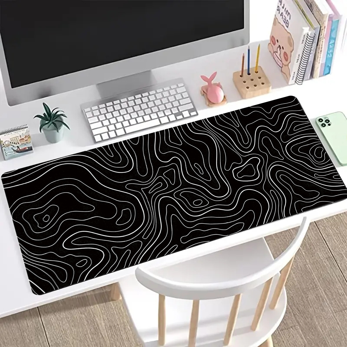 Gaming Mouse Pad, Topographic Mouse Pad, Large Keyboard Pad, Black And White Mouse Pad For Keyboard Gaming Mouse Pad, Topographic Mouse Pad, Large Keyboard Pad, Black And White Mouse Pad For Keyboard