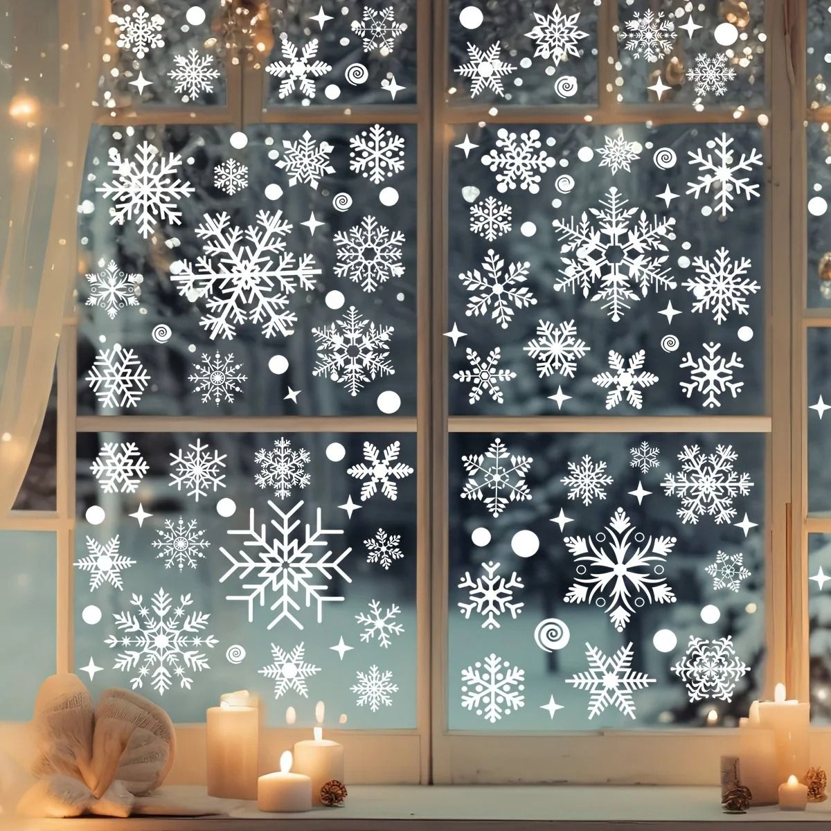 Christmas Snowflake Window Flowers PVC Electrostatic Stickers For Glass Reusable Winter Decoration Set k