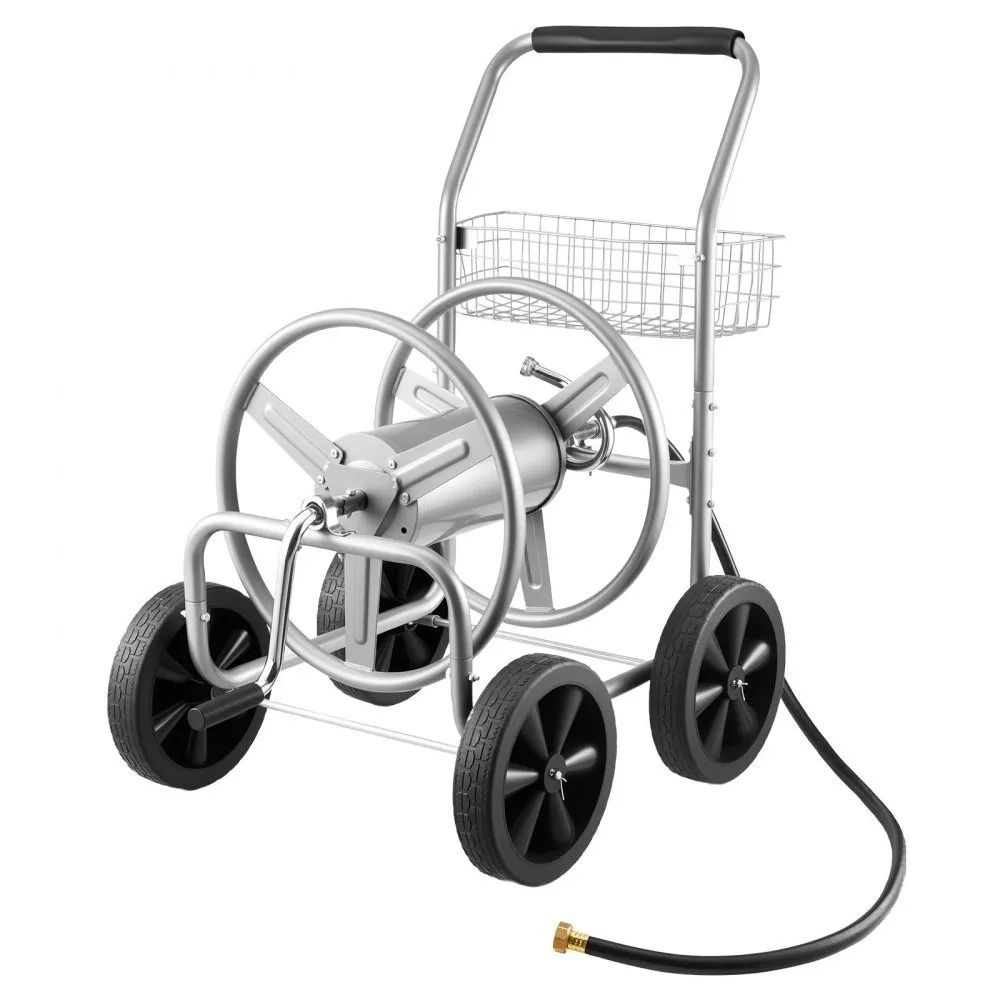 Garden Hose Reel Cart With Storage Basket, Holds 300 Ft Of 5 8 Hose, Heavy Duty Steel With Mobile Wheels For Outdoor Use Garden Hose Reel Cart With Storage Basket, Holds 300 Ft Of 5 8 Hose, Heavy Duty Steel With Mobile Wheels For Outdoor Use