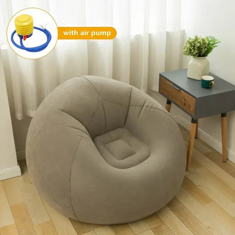 PVC Lounger Seat, Large Lazy Inflatable Sofa Chairs, Bean Bag Sofas, Pouf Puff Couch For Tatami & Living Room khaki