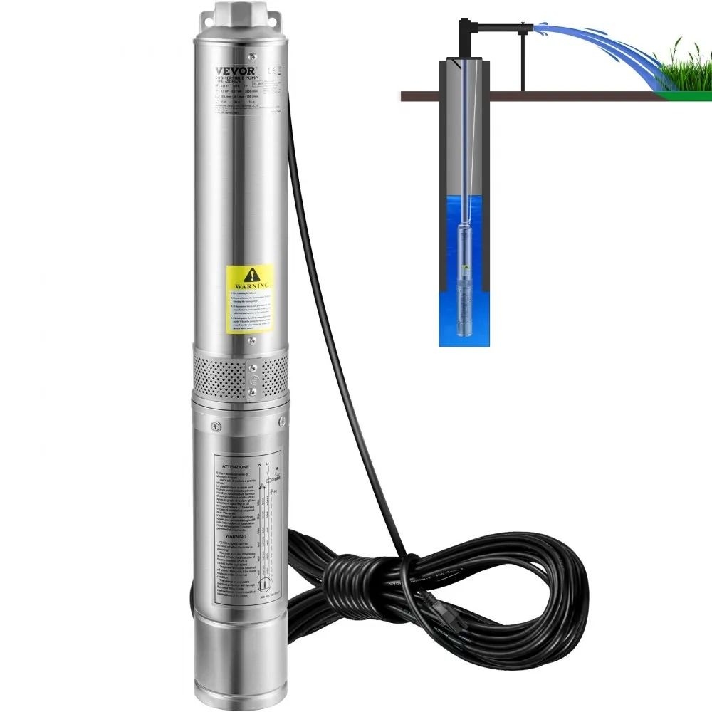 Deep Well Submersible Pump, Stainless Steel Water Pump, Flow Head, Electric Cord For Home, Farm, Industrial Use Deep Well Submersible Pump, Stainless Steel Water Pump, Flow Head, Electric Cord For Home, Farm, Industrial Use