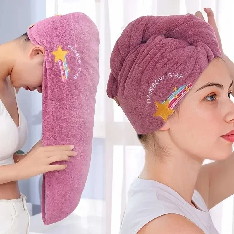 Super Absorbent Quick Dry Hair Towel Wrap For Women And Girls purple