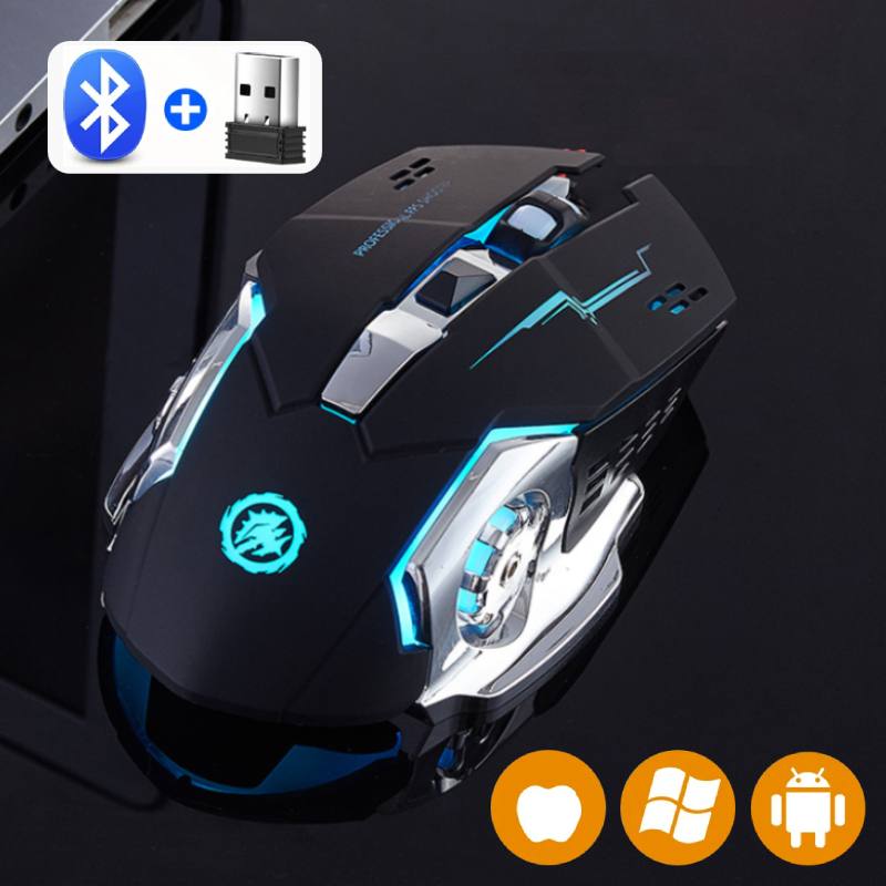 Rechargeable Wireless Gaming Mouse, Silent Bluetooth Computer Mouse, USB Backlight PC Gamer Mouse For Laptop And Desktop Rechargeable Wireless Gaming Mouse, Silent Bluetooth Computer Mouse, USB Backlight PC Gamer Mouse For Laptop And Desktop