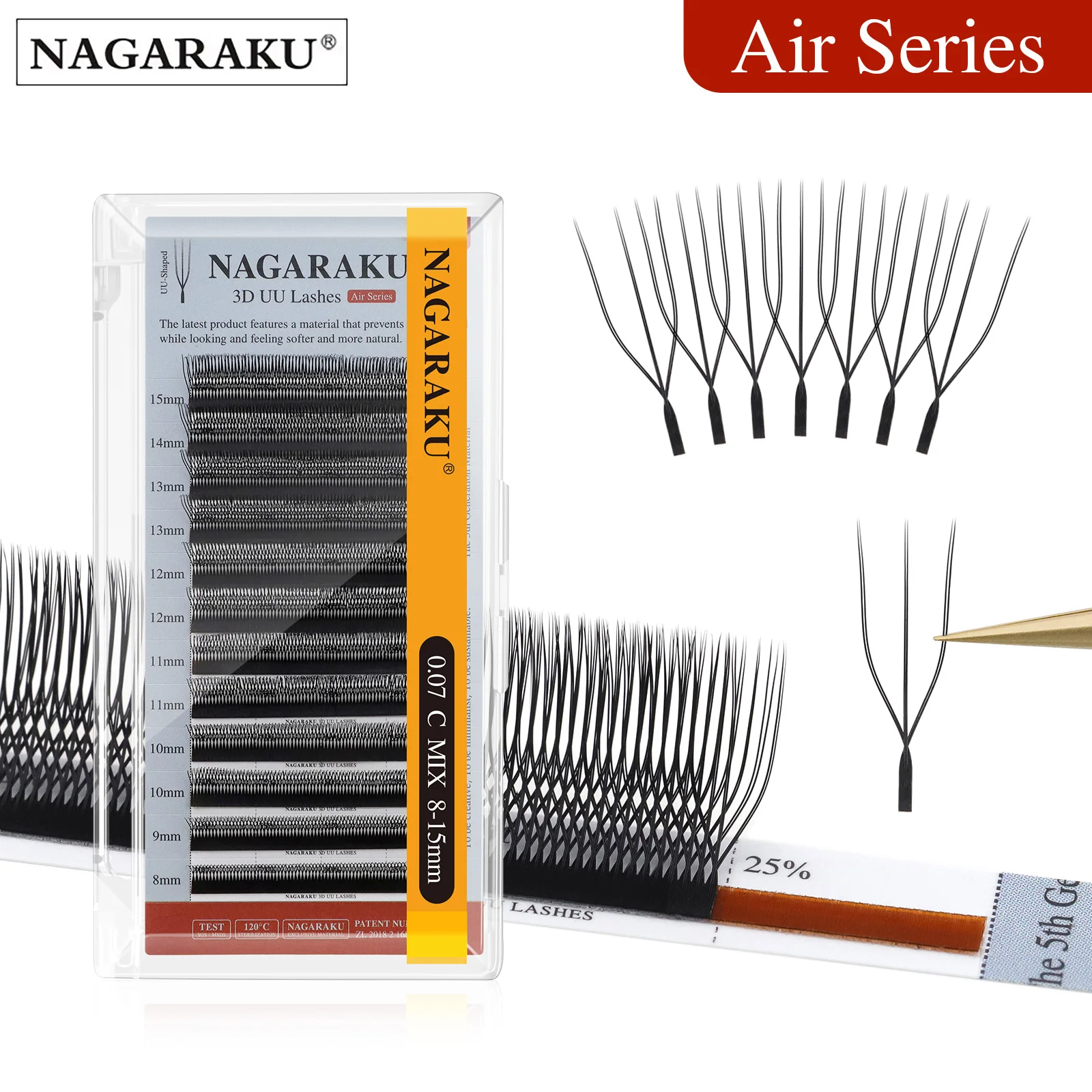 NAGARAKU Doppelte U-Form 3D UU Weiches Licht Natürliche Wimpernverlängerung Flauschiger Nerz Kunstpelz Parallel Make-up-Zubehör