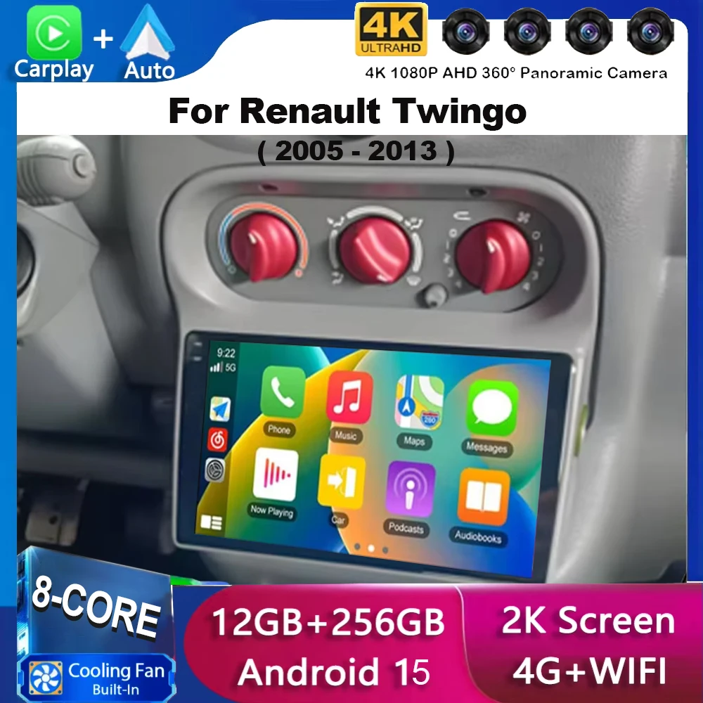 Android 16 für Renault Twingo 2005 - 2013 Autoradio Carplay Auto-Bildschirm Carplay Stereo Intelligentes System GPS-Navigation GPS RDS