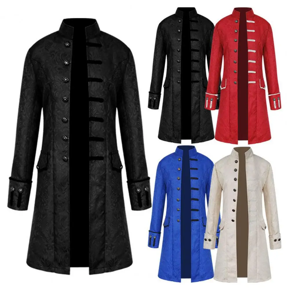 Männer Victoria Edwardian Steampunk Graben Mantel Kleid Outwear Vintage Prinz Mantel Medieval Renaissance Jacke Cosplay Kostüm