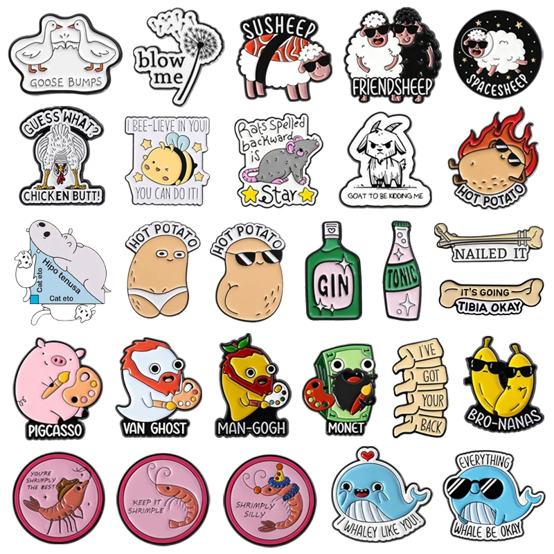 Lustige Emaille-Anstecknadeln „It's Going Tibia Oka Bones Spine Goose Bumps“, Tierbroschen, Anstecknadel, Schmuck, Geschenke für Freunde Image