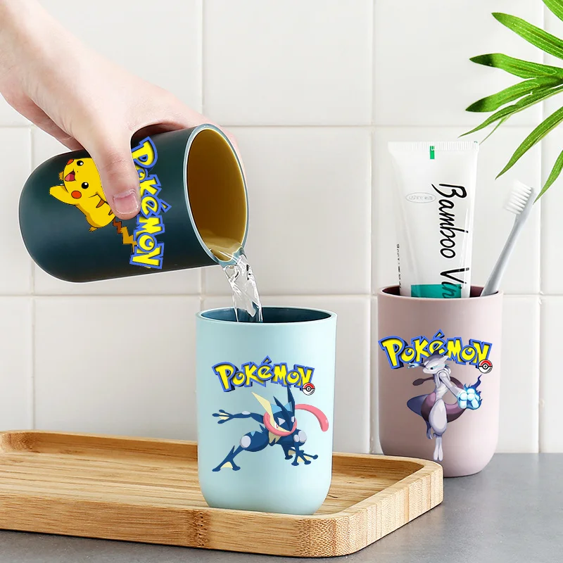 Pokemons Mundwasser Tasse Niedlichen Cartoon Pikachu Psyduck Zahnbürste Tassen Hause Tragbare Paar Familie Badezimmer Zubehör Kinder Geschenk Image