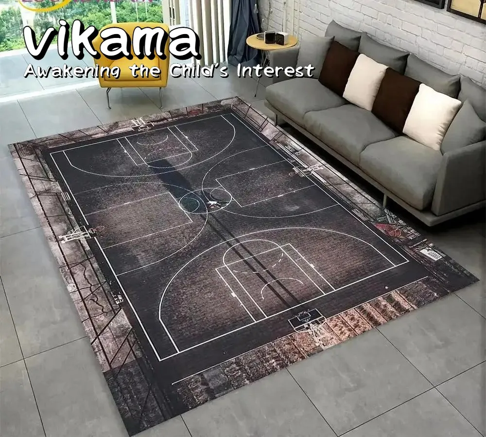 VIKAMA Basketball-Thema, Wohnzimmer, Sofa, Teppich, heißes Schlafzimmer, Seitenpolster, Heimdekoration, rutschfester, bequemer Teppich Image