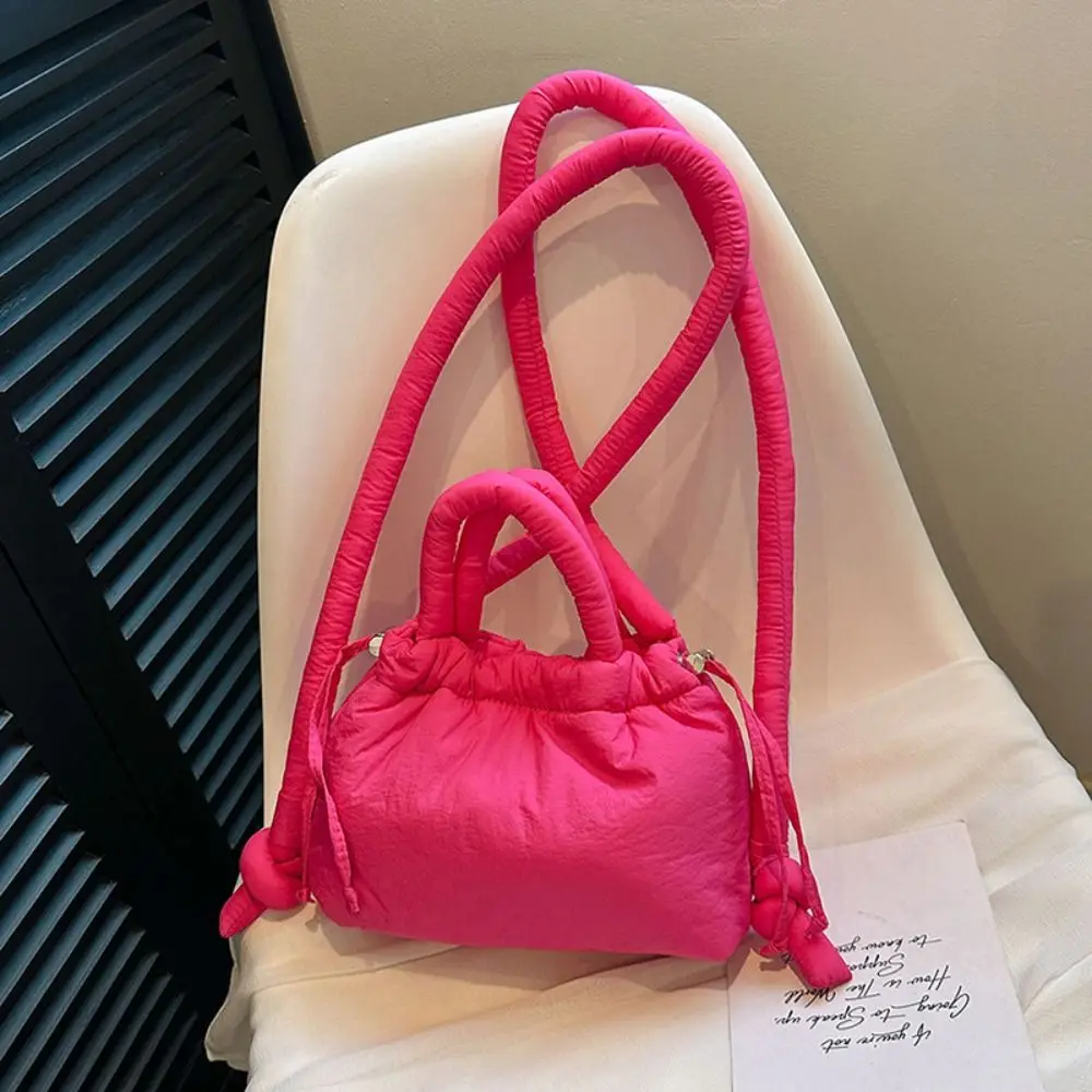 Borsa tote con coulisse in tinta unita Borsa tote imbottita in nylon di grande capacità a doppio scopo Borsa per trucco Zaino leggero da viaggio