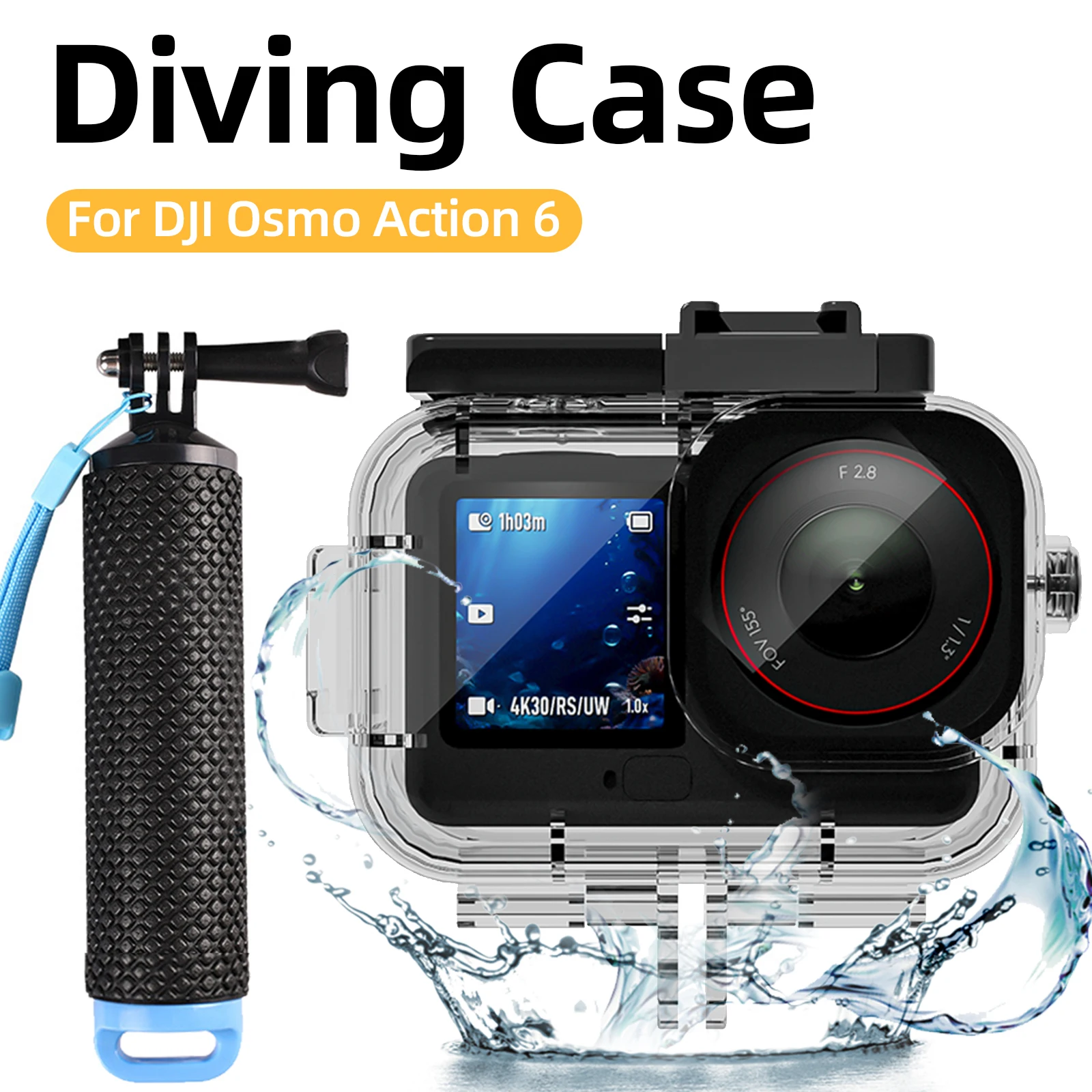 Wasserdichtes Gehäuse für DJI Osmo Action 6, Gehäuse, Tauchschutz, Anti-Drop-Schutzhülle, Unterwasser-Tauchabdeckung für DJI Action6 Image