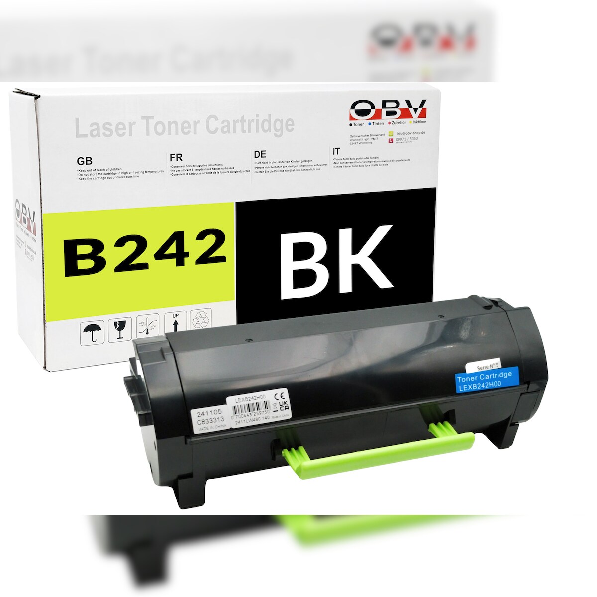 OBV Toner kompatibel Lexmark B2442 B2546 B2650 – ersetzt B242H00 – Schwarz Image