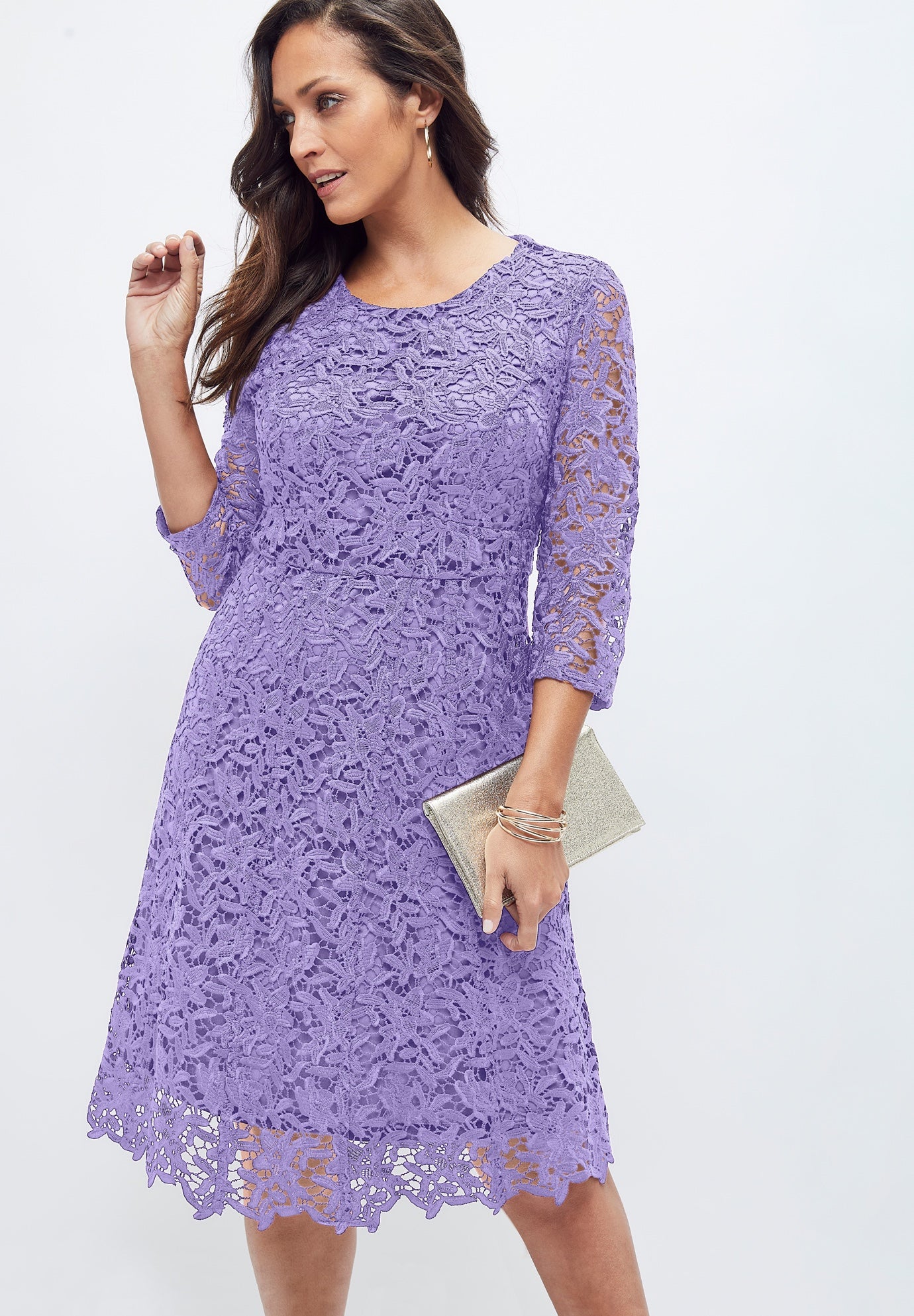 Plus Size Women's Lace Fit & Flare Dress by Jessica London in Vintage Lavender (Size 12 W)