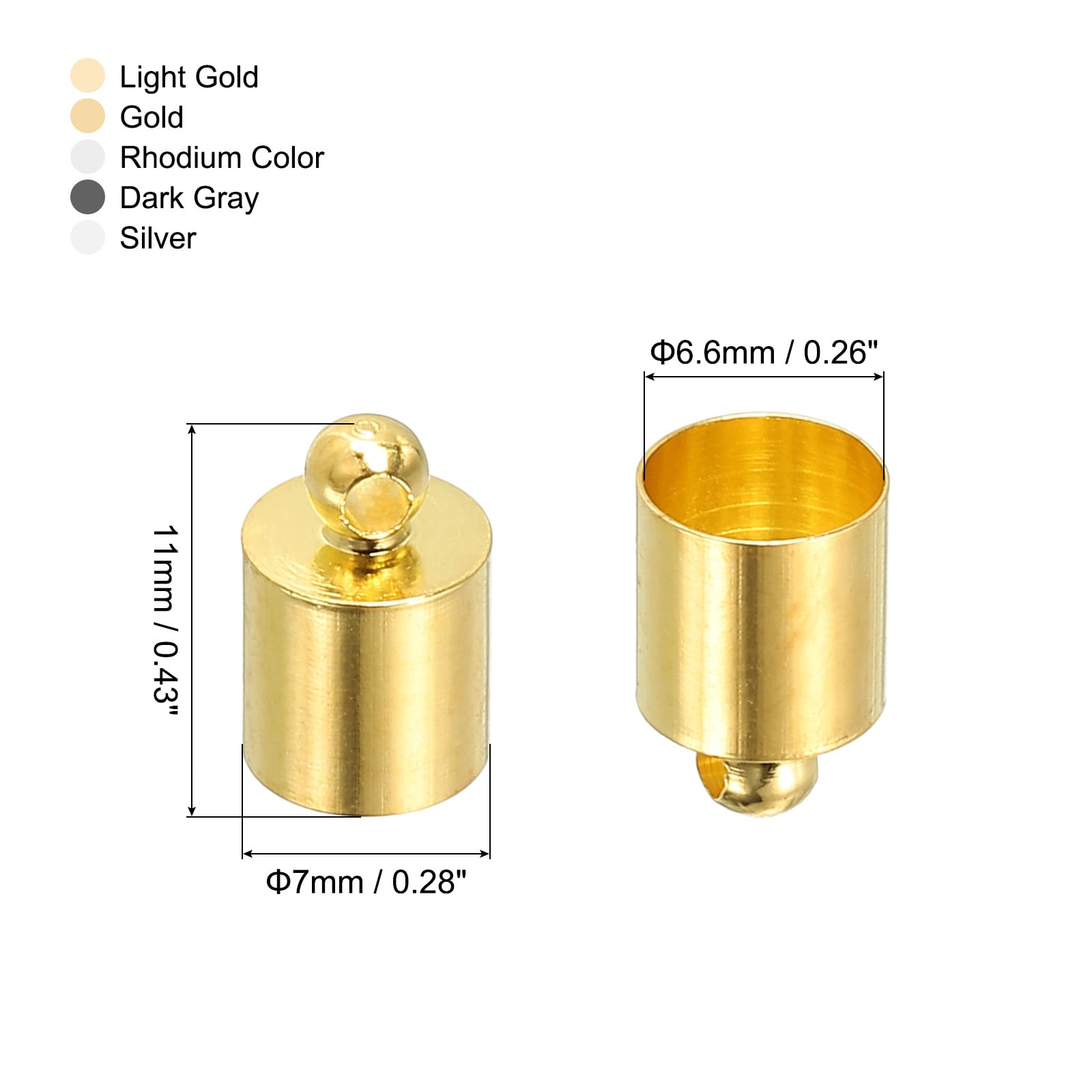 Cord End Caps, End Cap Barrel Beads Kumihimo End Cap for Leather Cord, Tassel, Jewelry Making - Multicolored