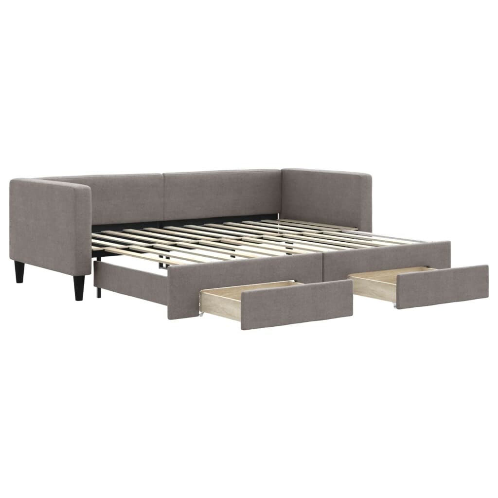 vidaXL Tagesbett Ausziehbar mit Schubladen Taupe 80 x 200 cm Stoff Image