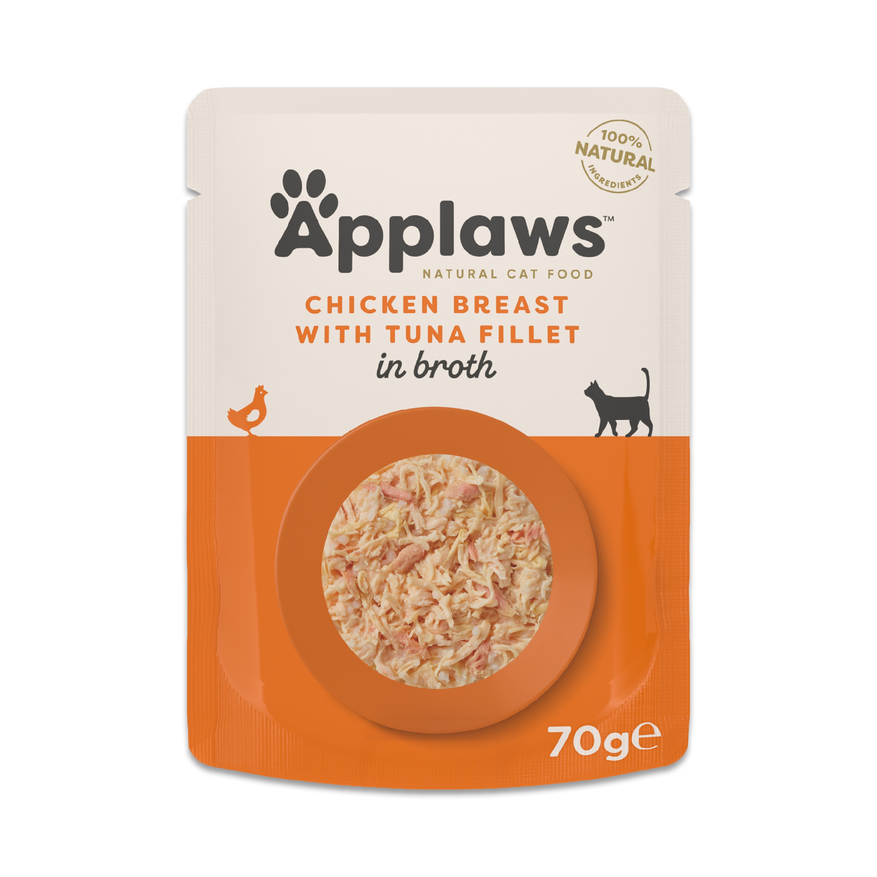 Applaws Cat Natural in Brodo 24 x 70 g - Petto di Pollo con Filetto di Tonno