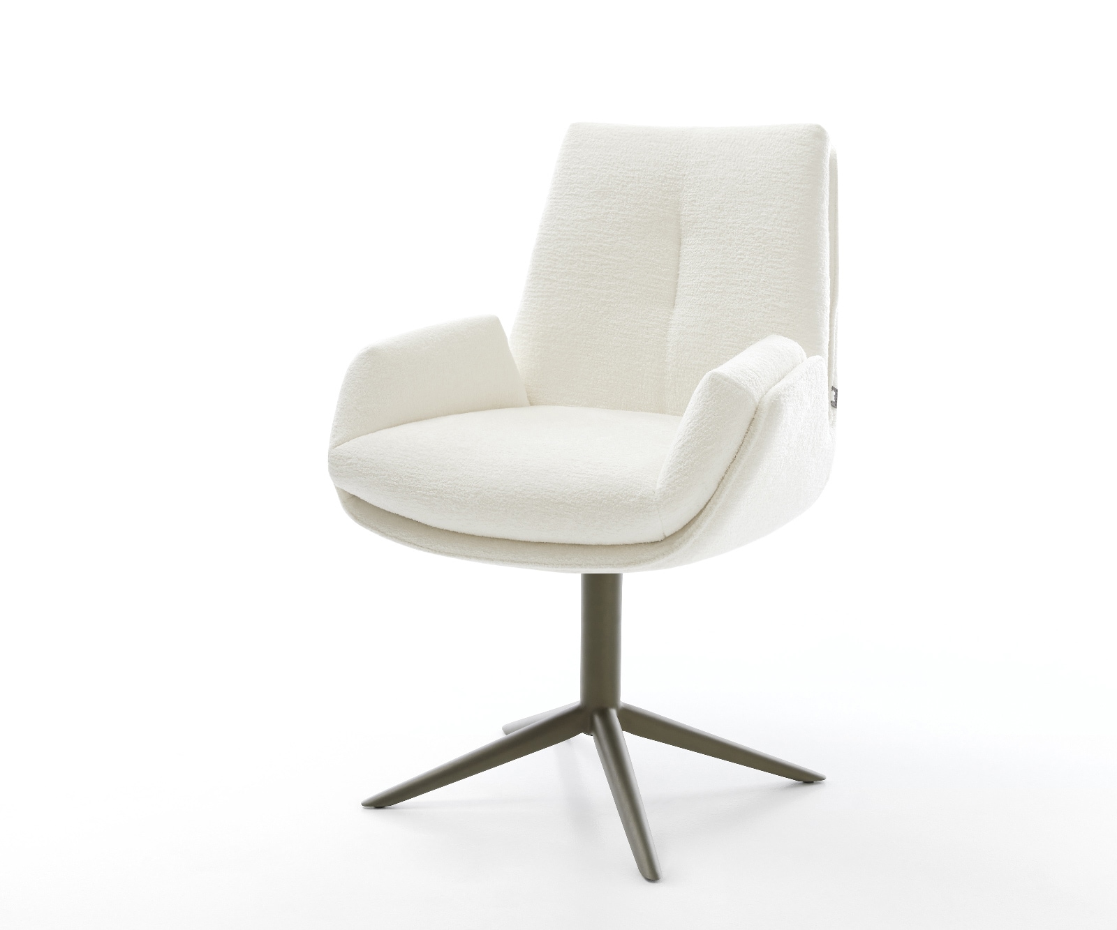 DELIFE Drehstuhl Clea-Flex Bouclé Soft Beige Fußkreuz Effektfinish Titan 360° drehbar Wippfunktion, Esszimmerstühle Image