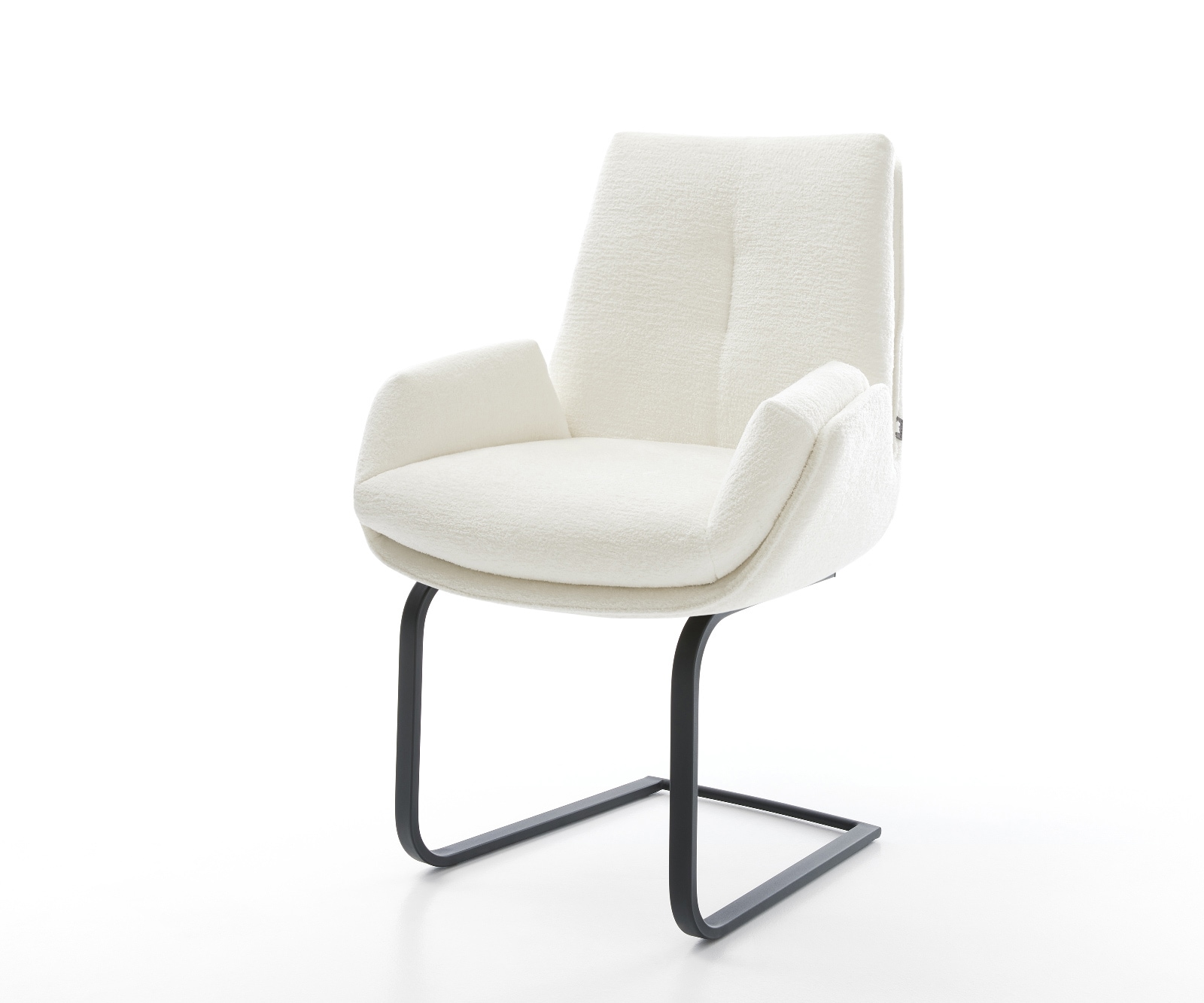 DELIFE Freischwinger Clea-Flex Bouclé Soft Beige Freischwinger flach Schwarz, Esszimmerstühle Image