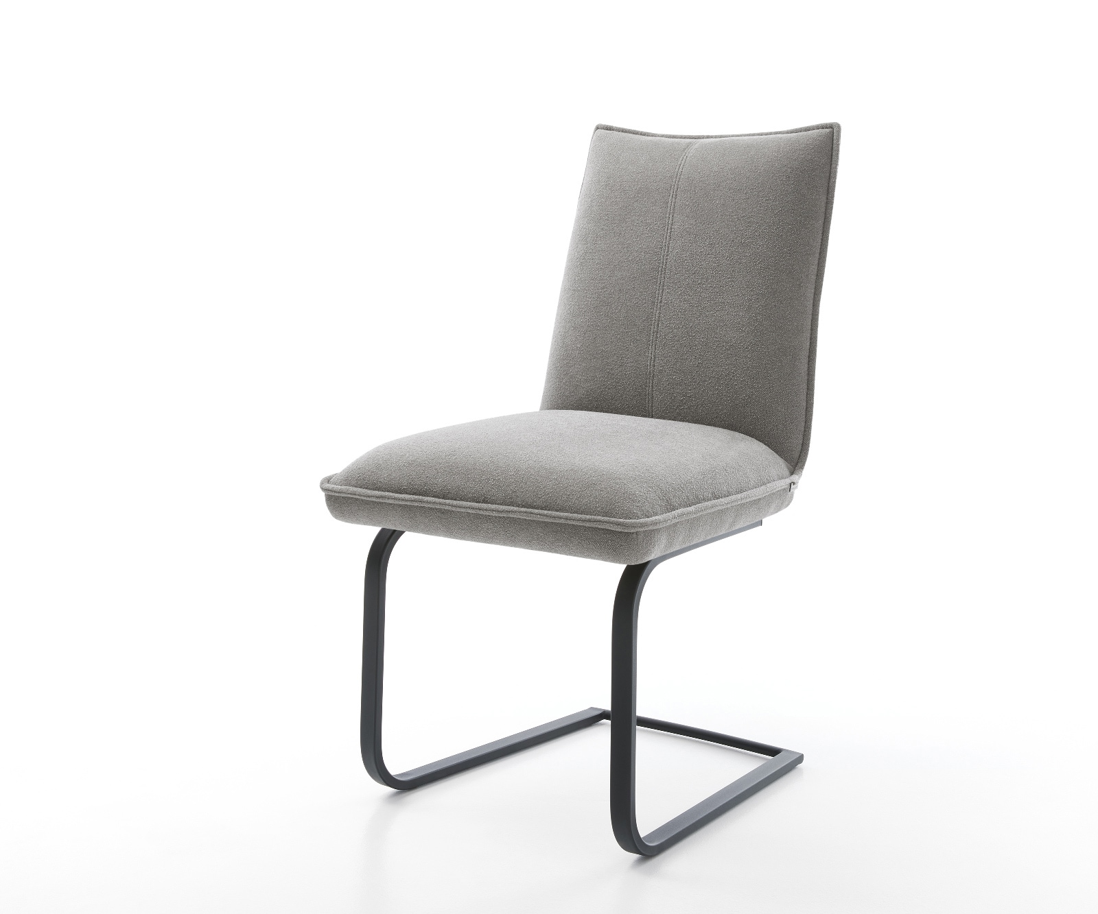 DELIFE Freischwinger Lelio-Flex Strukturstoff Soft Grau Freischwinger flach Schwarz Taschenfederkern, Esszimmerstühle Image