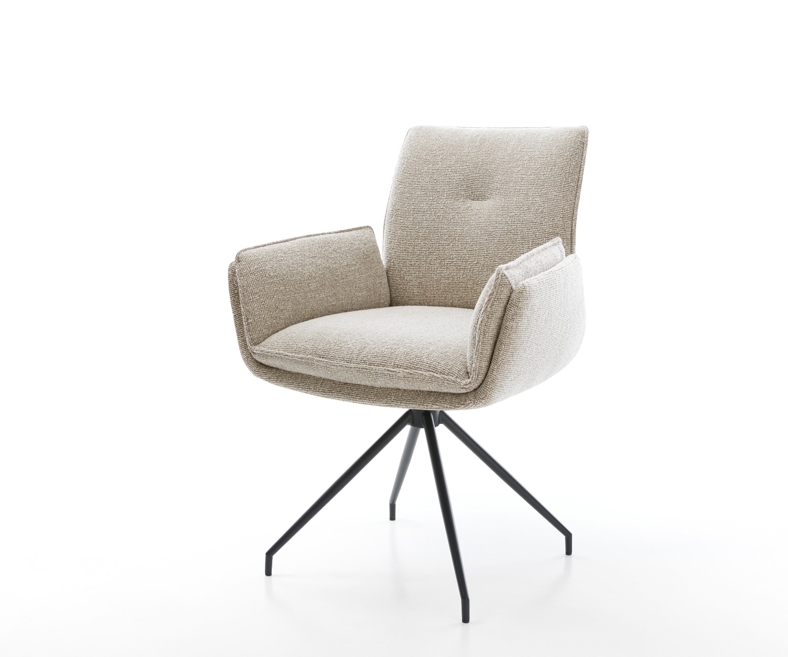 DELIFE Esszimmerstuhl Nela-Flex Webstoff Soft Beige Kreuzgestell konisch Schwarz, Esszimmerstühle Image