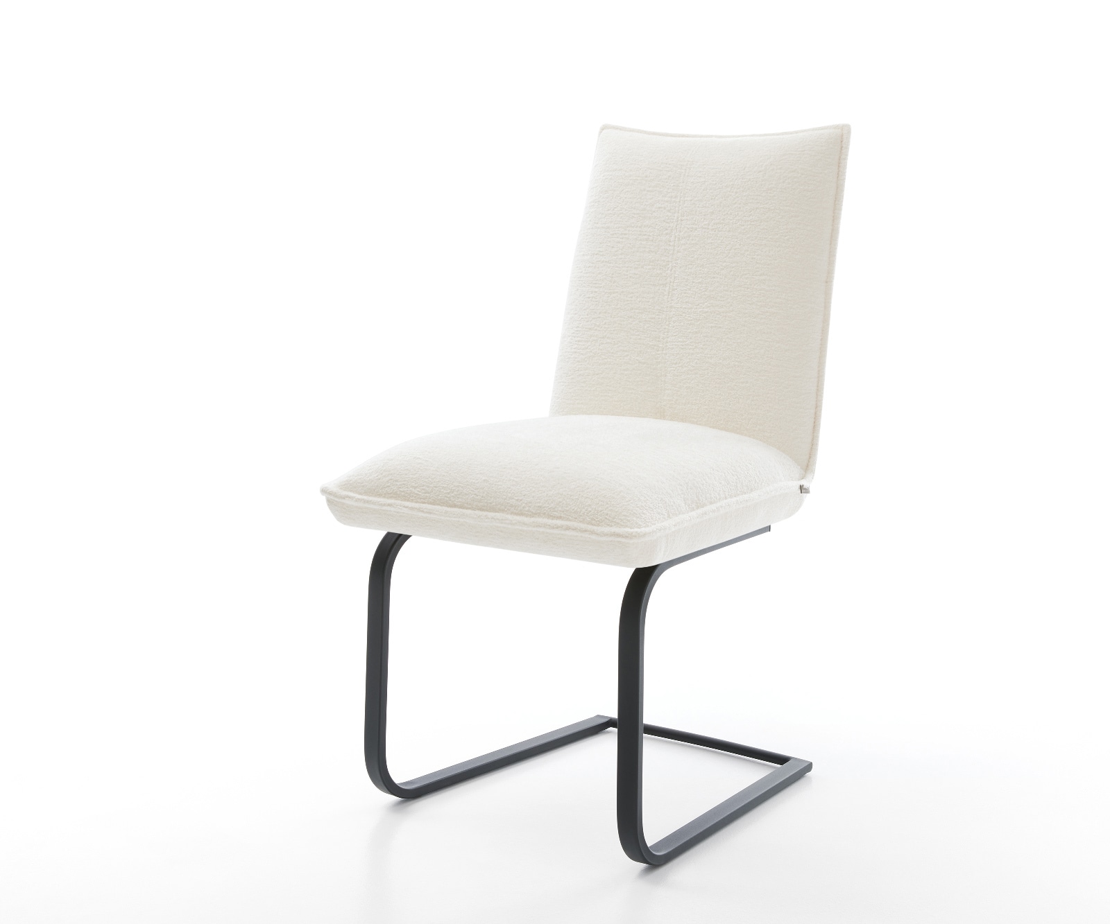 DELIFE Freischwinger Lelio-Flex Bouclé Soft Beige Freischwinger flach Schwarz Taschenfederkern, Esszimmerstühle Image