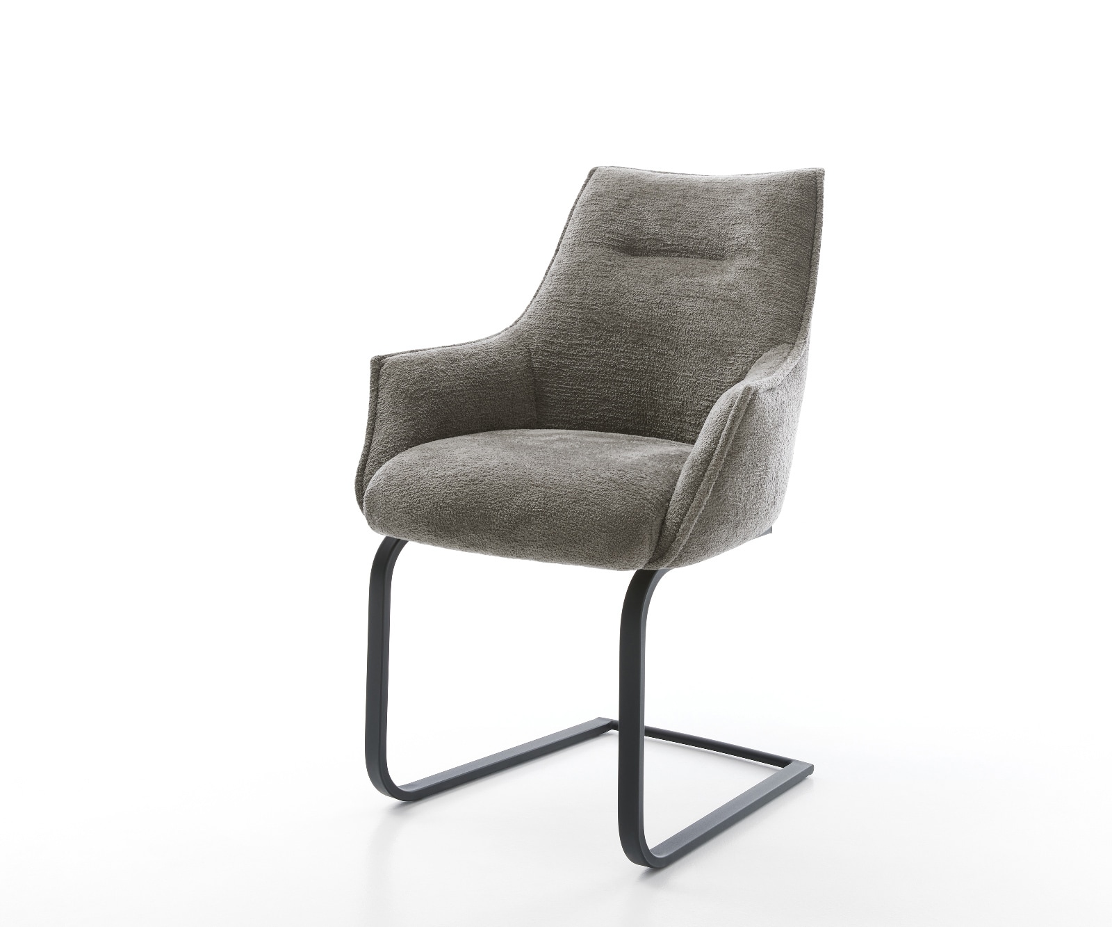 DELIFE Freischwinger Alja-Flex mit Armlehnen Bouclé Soft Schlamm Freischwinger flach Schwarz Taschenfederkern, Esszimmerstühle Image