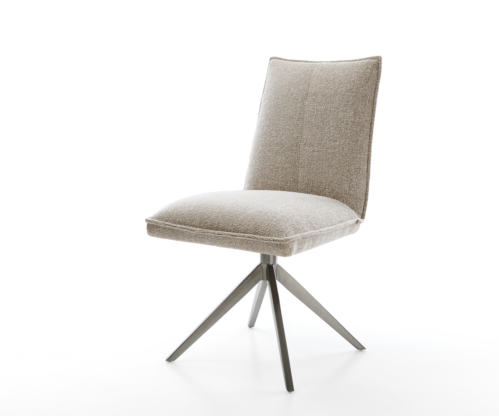 DELIFE Drehstuhl Lelio-Flex Webstoff Soft Beige Kreuzgestell breit Graphit 360° drehbar Wippfunktion Taschenfederkern, Esszimmerstühle Image