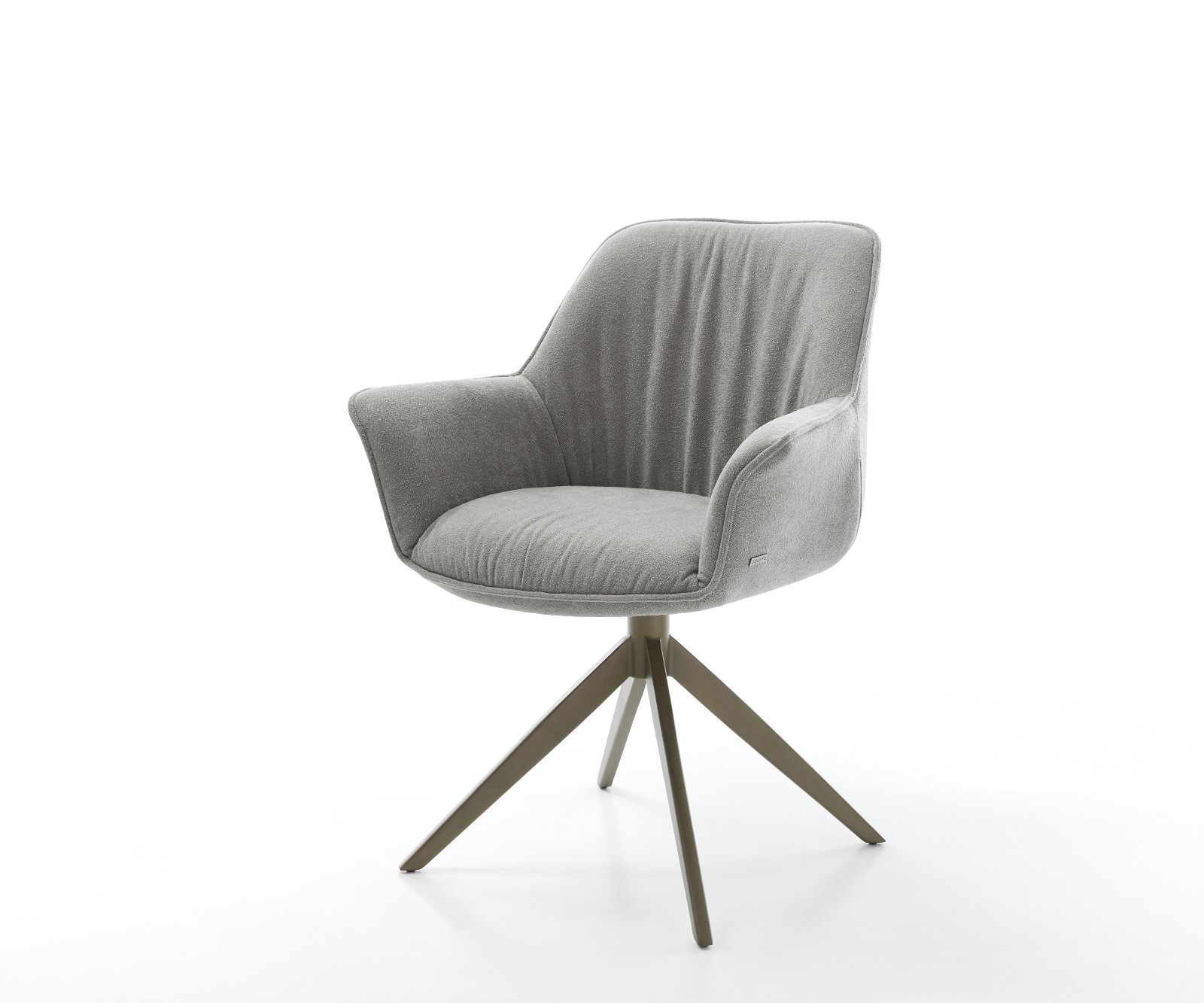 DELIFE Drehstuhl Keila-Flex mit Armlehnen Strukturstoff Soft Grau Kreuzgestell breit Effektfinish Titan 360° drehbar Wippfunktion, Esszimmerstühle Image