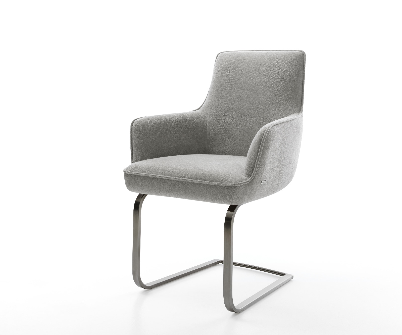 DELIFE Freischwinger Heira-Flex mit Armlehnen Strukturstoff Soft Grau Freischwinger flach Graphit Taschenfederkern, Esszimmerstühle Image