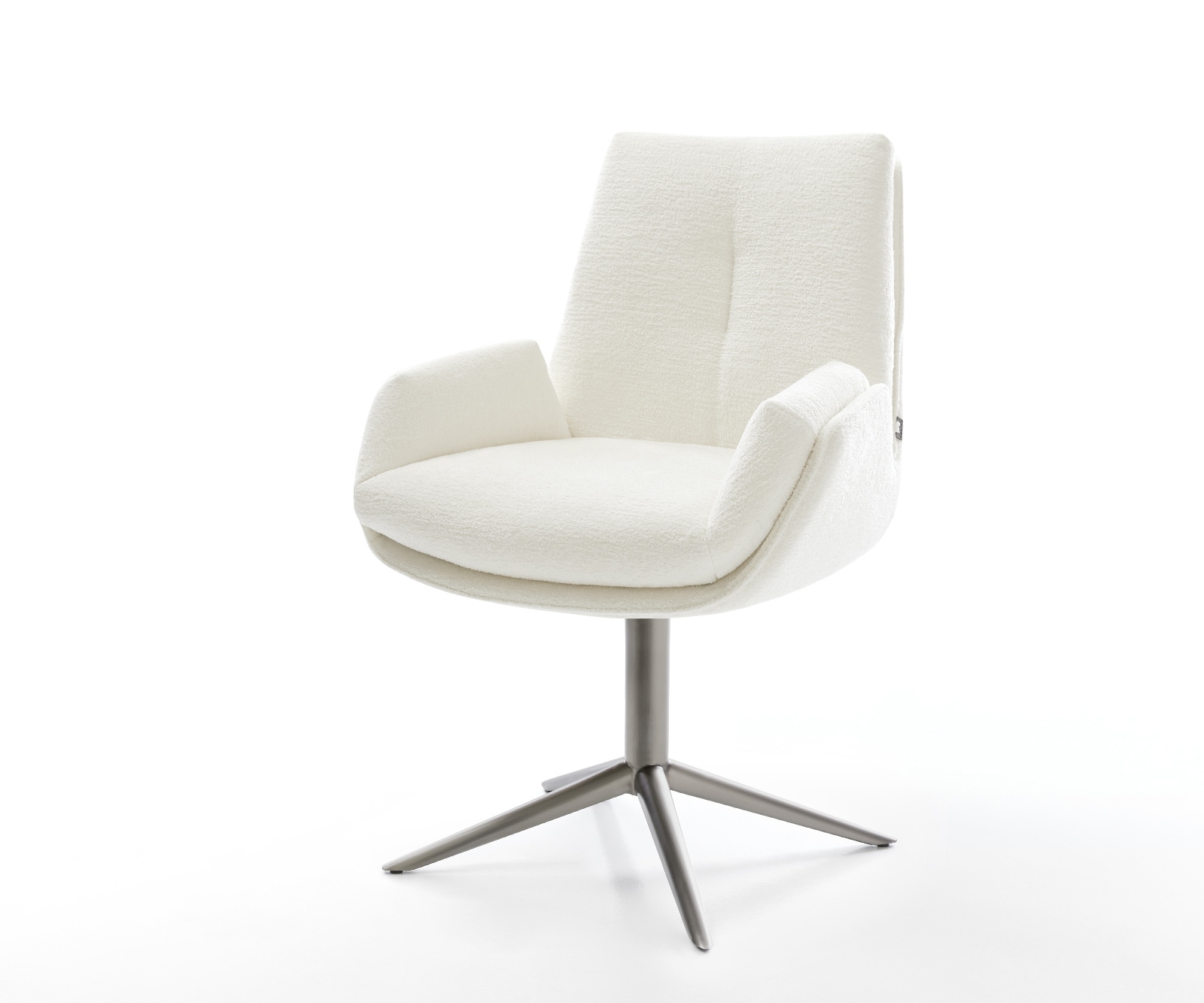 DELIFE Drehstuhl Clea-Flex Bouclé Soft Beige Fußkreuz Graphit 360° drehbar Wippfunktion, Esszimmerstühle Image