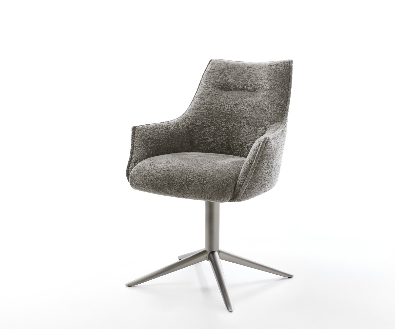 DELIFE Drehstuhl Alja-Flex mit Armlehnen Bouclé Soft Schlamm Fußkreuz Graphit 360° drehbar Wippfunktion Taschenfederkern, Esszimmerstühle Image