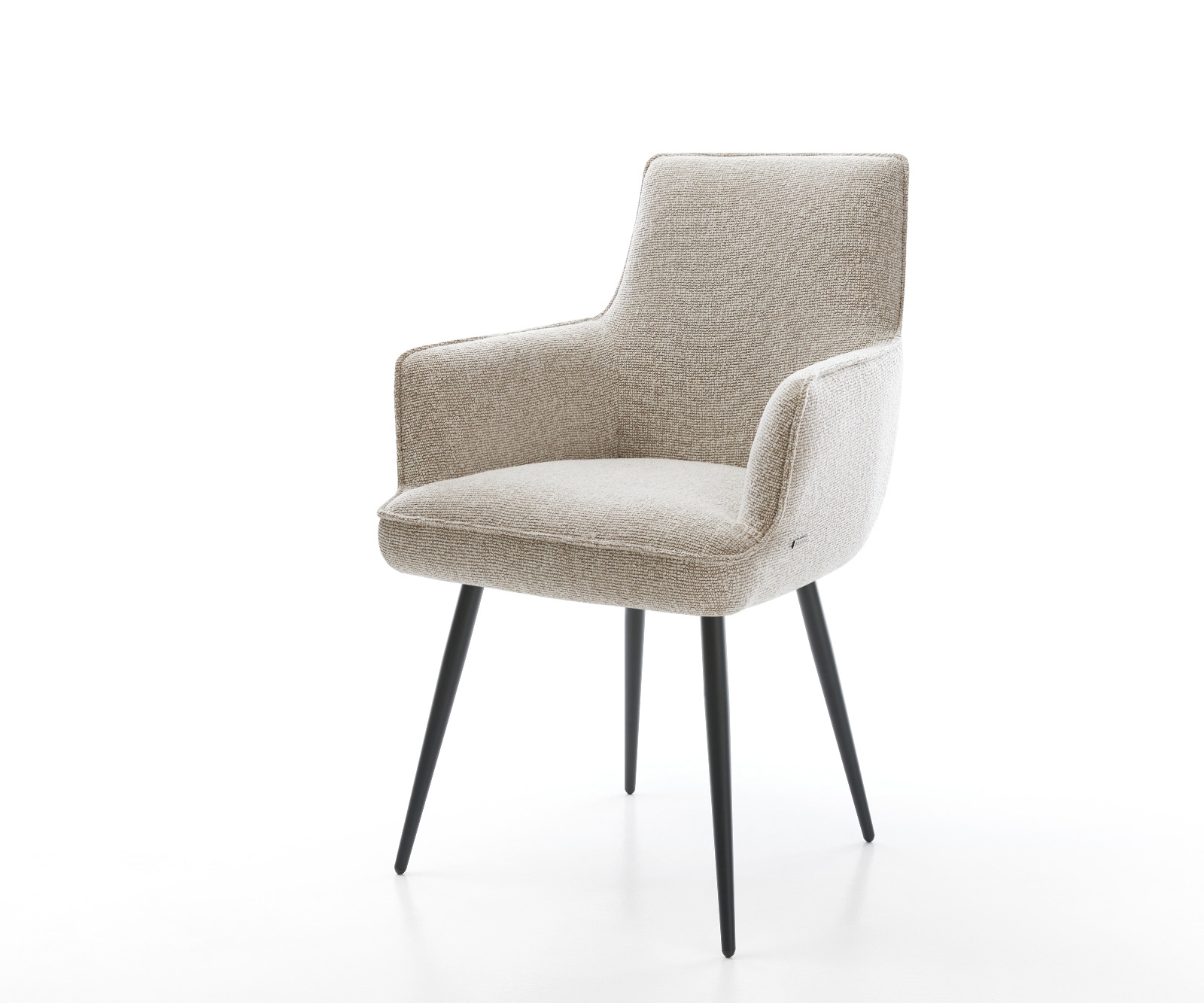 DELIFE Esszimmerstuhl Heira-Flex mit Armlehnen Webstoff Soft Beige 4-Fuß konisch Schwarz Taschenfederkern, Esszimmerstühle Image
