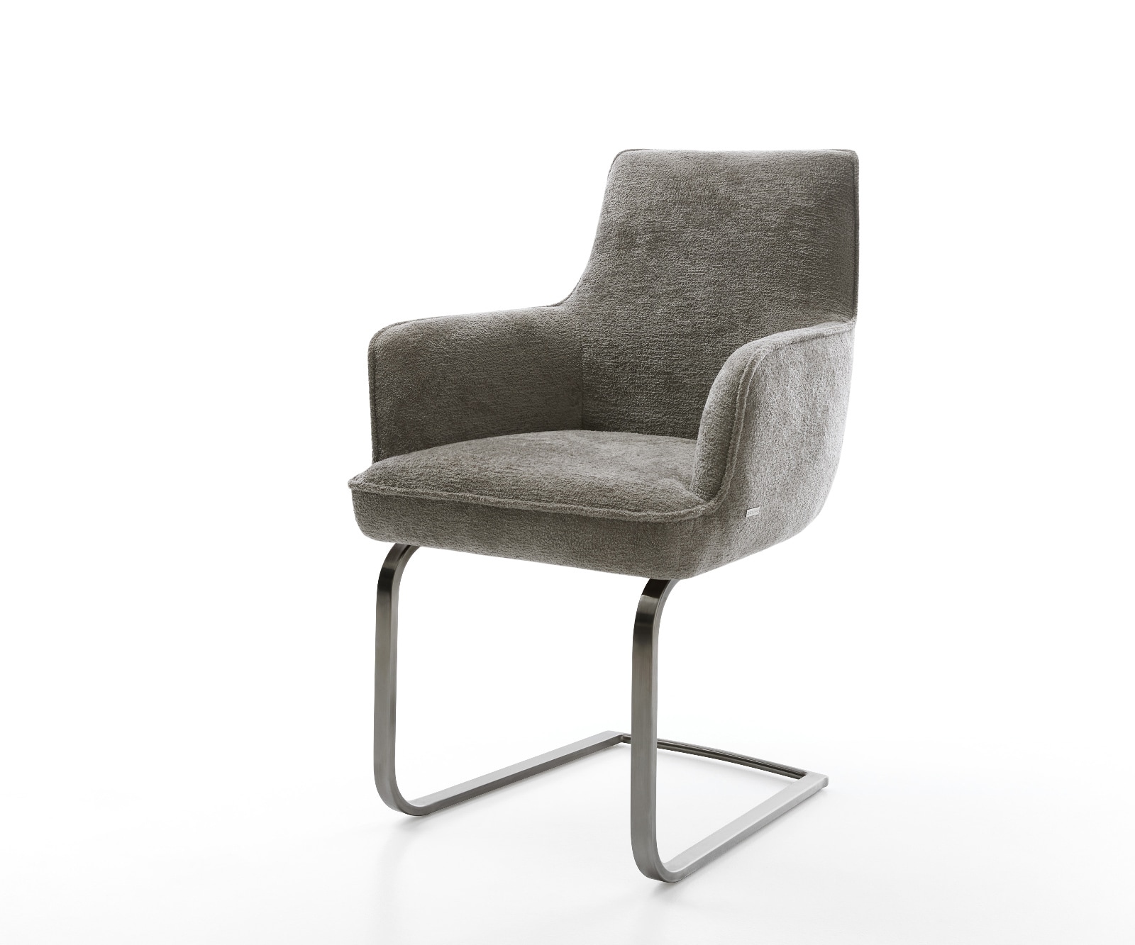 DELIFE Freischwinger Heira-Flex mit Armlehnen Bouclé Soft Schlamm Freischwinger flach Graphit Taschenfederkern, Esszimmerstühle Image