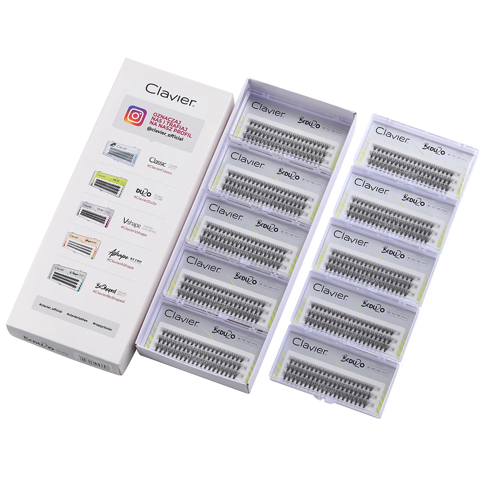 Clavier BDU2O Set di ciglia Ciglia a grappolo più morbide in seta sintetica 10 scatole per set Ciglia naturali a fascia nera
