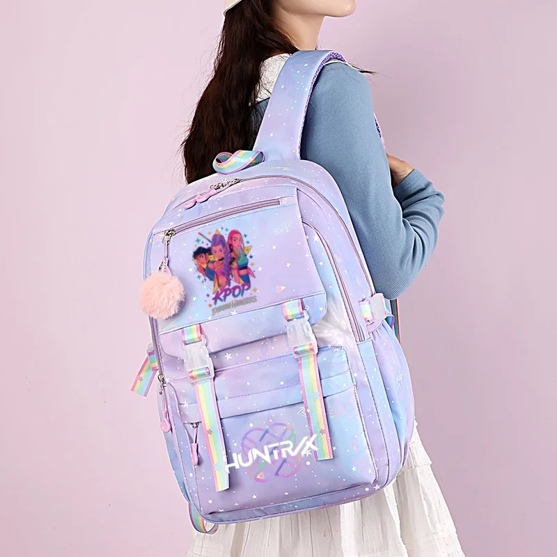 Kpop Demon Hunters – sac à dos d'école pour filles, sac d'école imprimé de dessin animé Kawaii, fournitures scolaires mignonnes pour filles, cadeaux d'anniversaire pour enfants
