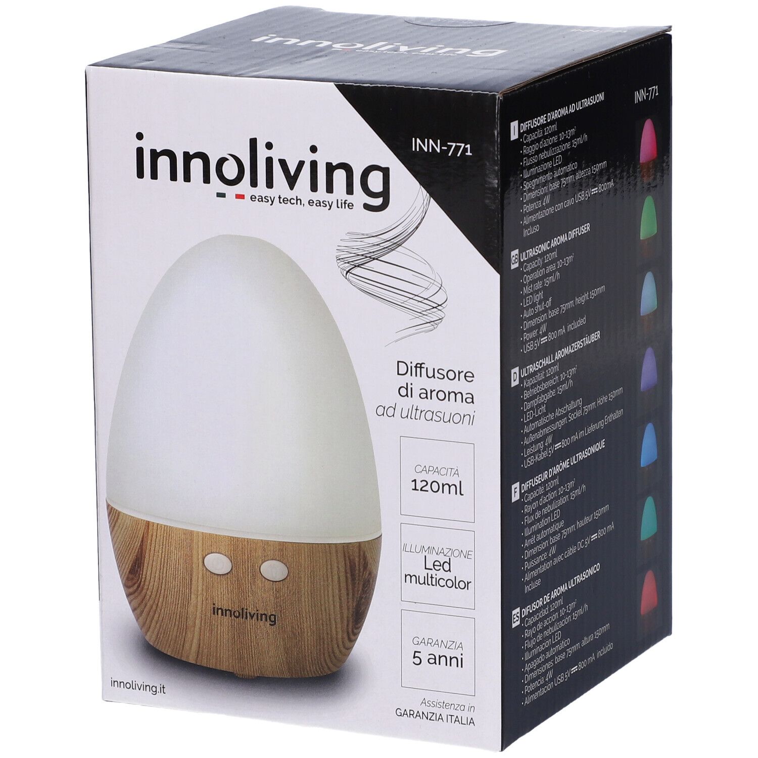 Innoliving Diffusore Aroma Ultrasuoni Cromoterapia 1 pz Altro