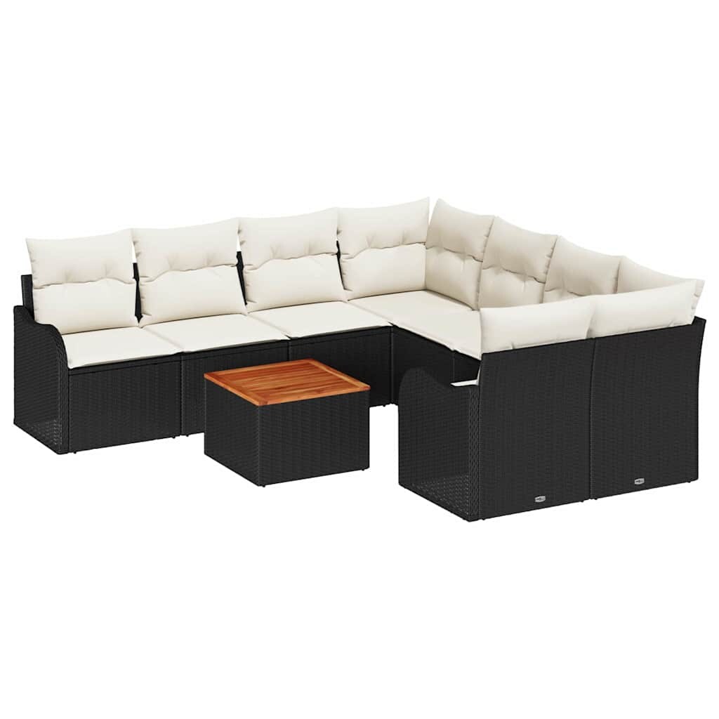 vidaXL Garten-Sofa-Set 9 pcs Schwarz und Weiß Image