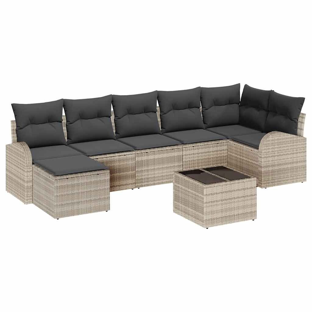 vidaXL Garten-Sofa-Set mit Kissen 8 pcs Hellgrau Poly Rattan Image