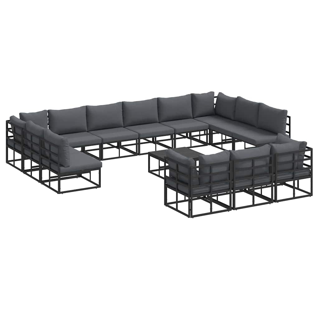 vidaXL Gartensofa-set mit Kissen 14 pcs Schwarz Aluminium Image
