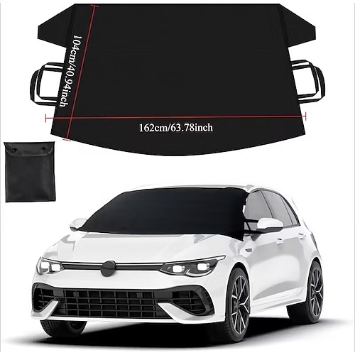 Eis- und Schneeschutz für Windschutzscheiben, strapazierfähiges 600D Oxford-Gewebe, Auto-SUV-LKW-Windschutzscheibenschutz, sicher installierter Frostschutz, Winterautozubehör, mittelgroß Image