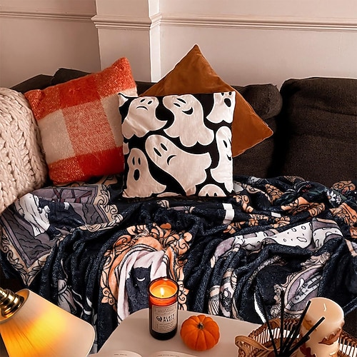 Decke Fleecedecken Überwurfdecke für die Couch Skelett Geschenk Klassisch 3D Dark Punk Gothic Sofa Bett Dekorative Decke Warme Decke Wohndeko Image