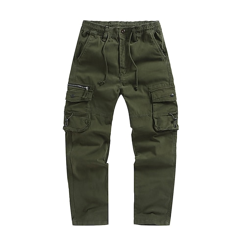 Herren Cargo-Hosen Hose Mehrere Taschen Einfach Winddicht tragbar Volle Länge Outdoor Täglich Campen und Wandern Streetwear Stilvoll Armeegrün Schwarz Image
